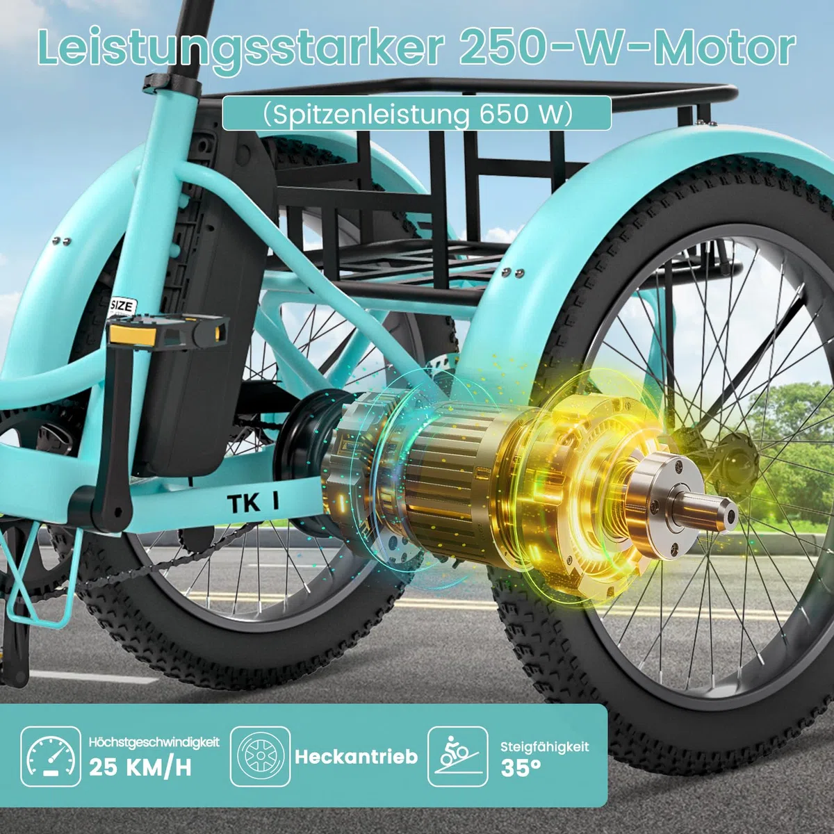 Tricycle Velo Electrique, Pliable VéLo éLectrique E Bike Roues 20 Pouces pour Homme Femmes Et Adulte, avec 36V 20ah Batterie, Moteur 250w, écran LCD, Vitesse 25 Km/H, Ip65 avec Grands Paniers