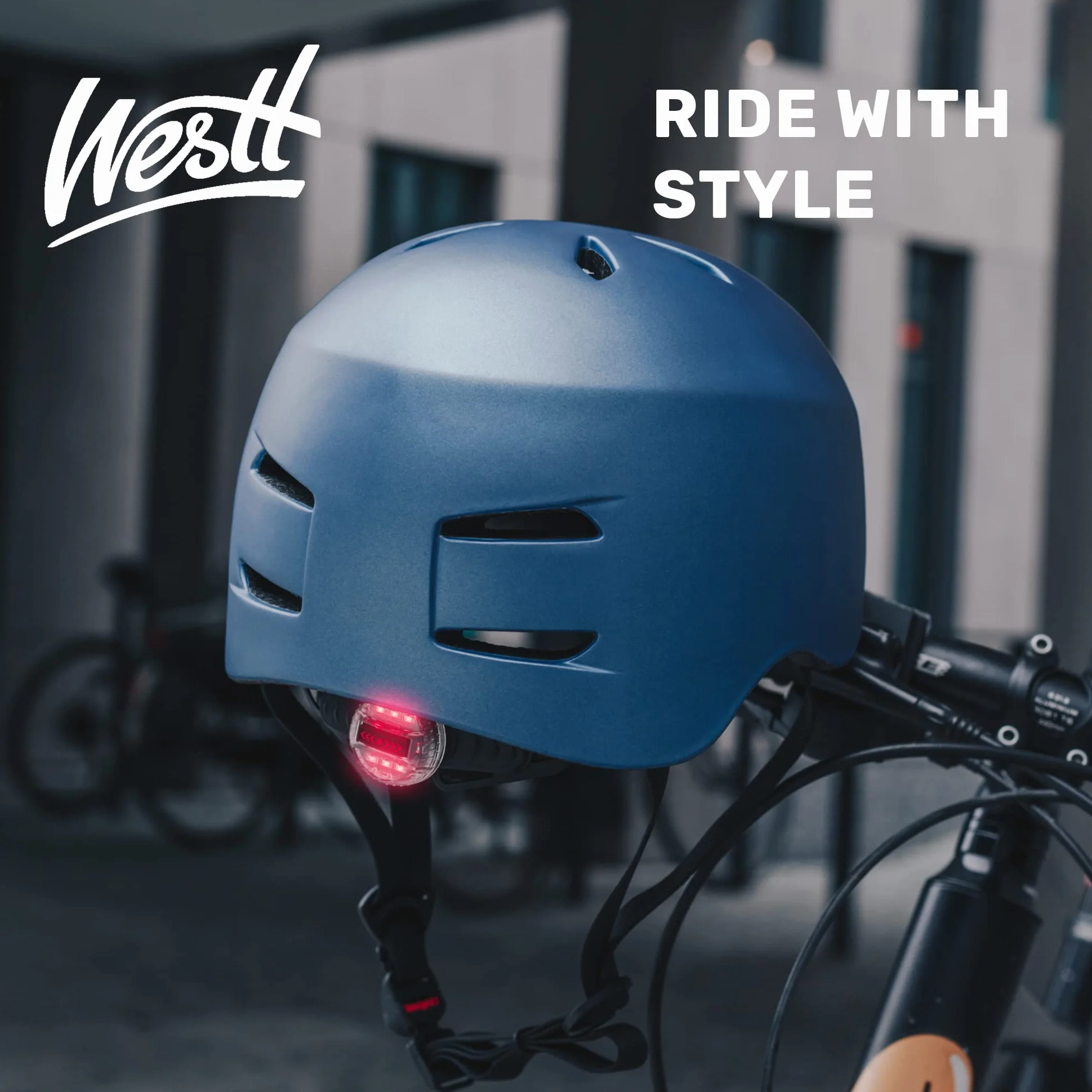 Westt Urban Casque vélo Urbain Homme Femme Enfants, Casque de Skate BMX avec lumière Respirante, 58-60cm