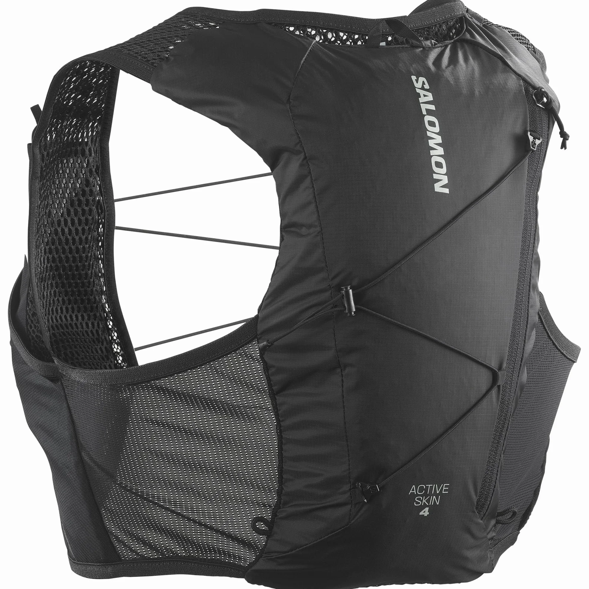 Salomon Active Skin 4 Gilet Trail Running, poches poitrine hydratation, SensiFit confort, rangement sécurisé