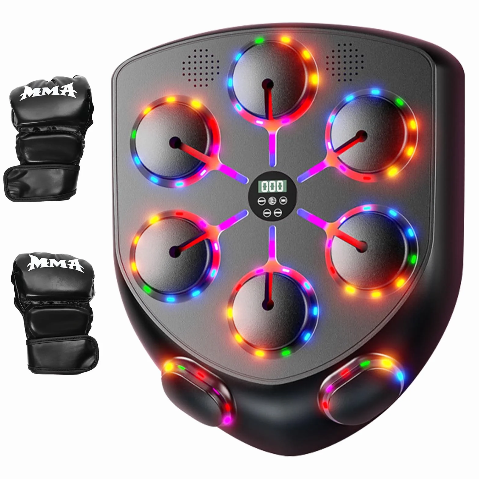 Music Boxing Machine Adulte, 9 Modes de 9 Vitesse Boxe Mural Musique avec Gants de Boxe, Machine de Boxe Musicale Comptage Musicboxing pour Entraînement à la Maison (8 cibles)