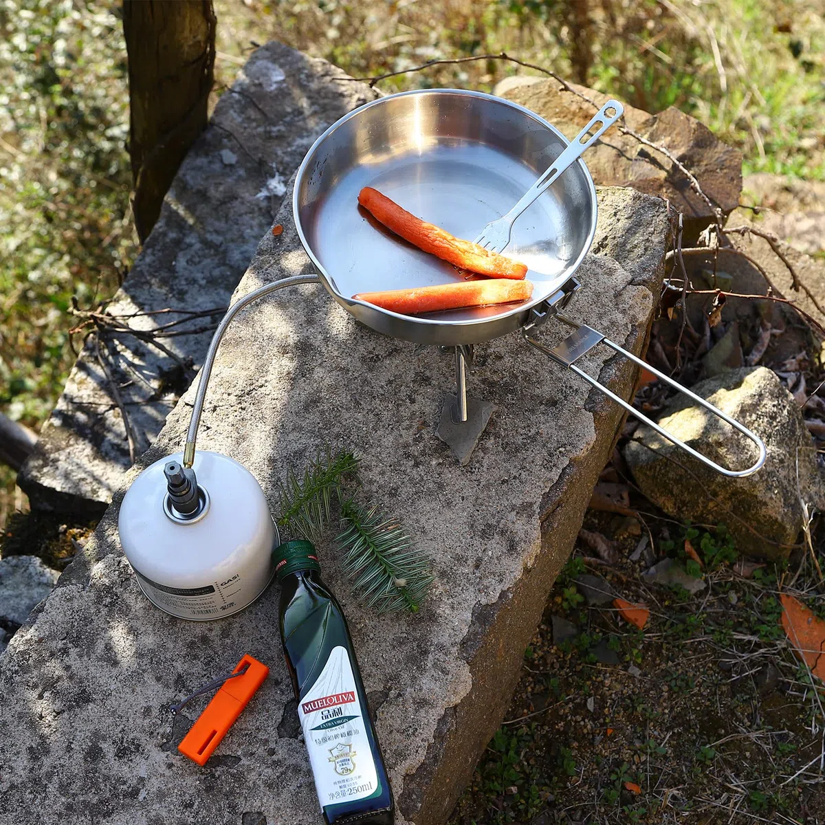 Fire-Maple Antarcti Poêle à Frire en Acier Inoxydable pour Camping et Pique-nique, Aluminium Soudé, Fond Diffusant Chaleur avec Poignée Pliable