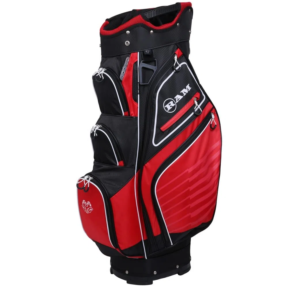 Ram Sac DE Golf ACCUBAR pour Chariot avec 14 Compartiments, Noir/Rouge