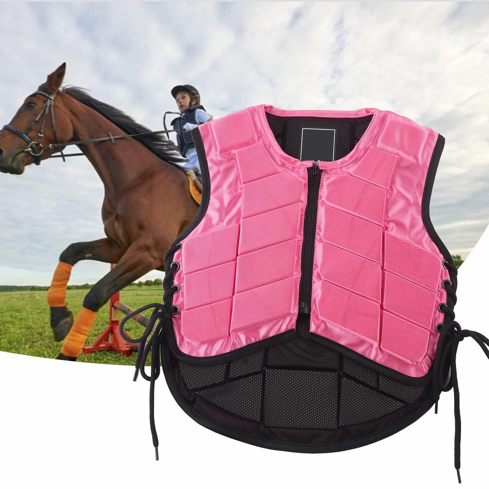 Gilet D'équitation pour Enfants, Gilet D'équitation Professionnel Unisexe rembourré en EVA, équipement de Protection pour L'équitation, Protection du Corps pour Filles et Garçons
