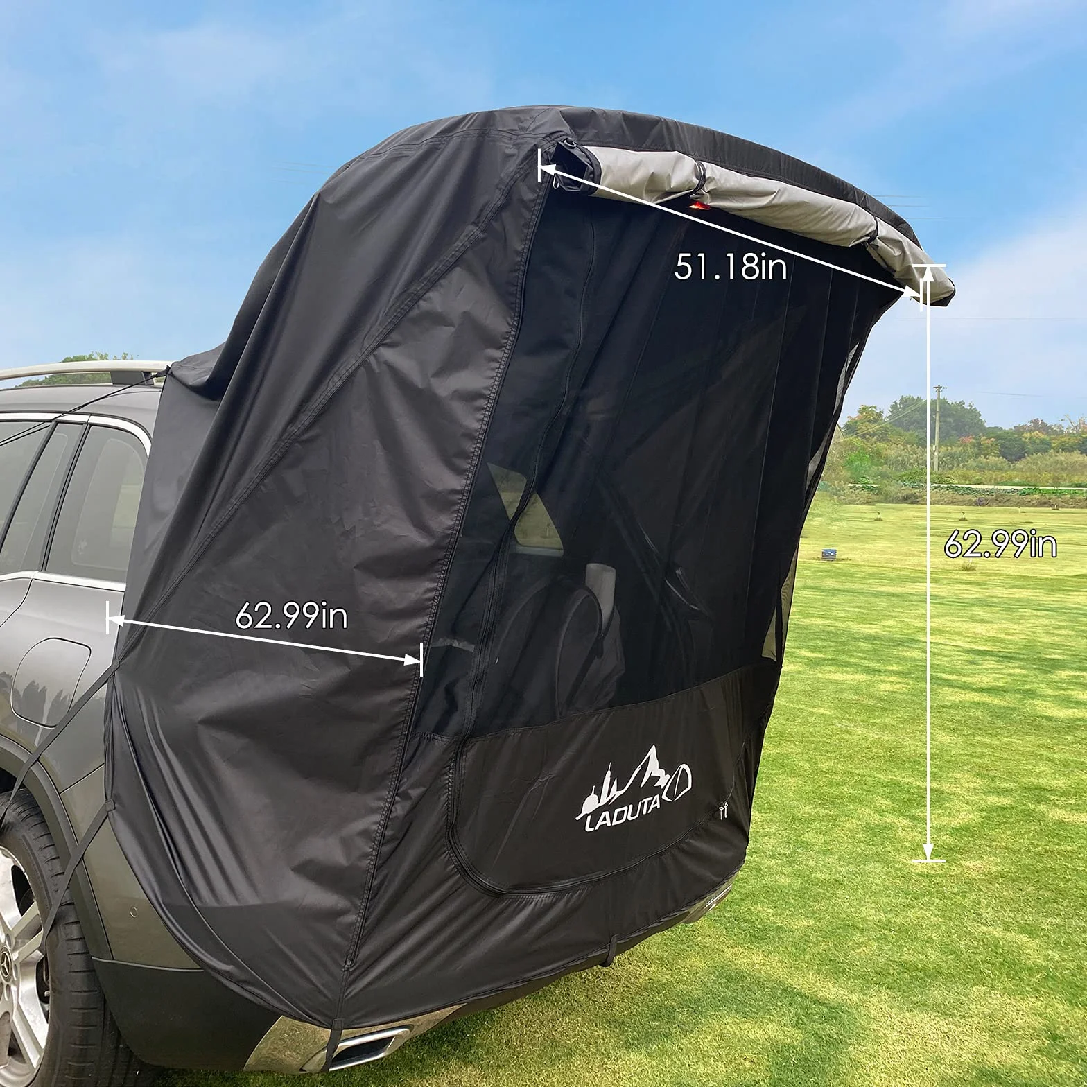 Auvent de Voiture Tente de hayon de Voiture avec la Gaze B3 Protection Solaire Imperméable Abri de Soleil de Tente pour Divers modèles de SUV（Largeur de la Queue inférieure à 1,9 m）