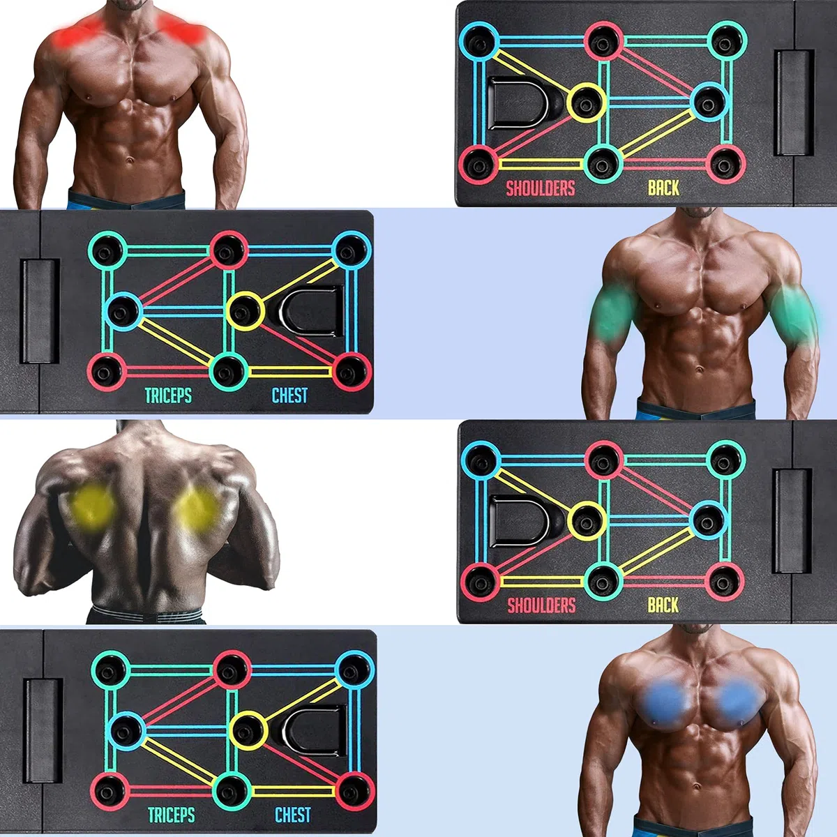 Push Up Rack Board Portable Multifonctionnelle Pliante 12 en 1, Planche Push up avec Gants de Protection et Coussinets en Silicone Antidérapants, Unisexe Appareil Musculation