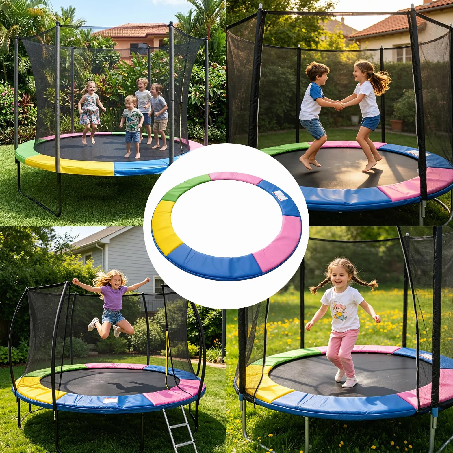 NONMON Coussin de Protection Remplacement pour Trampoline Ø 244 305 366 397 427cm, Housse de Protection des Bords Indéchirable Couverture Rembourrage, Tapis de sécurité Résistant aux UV