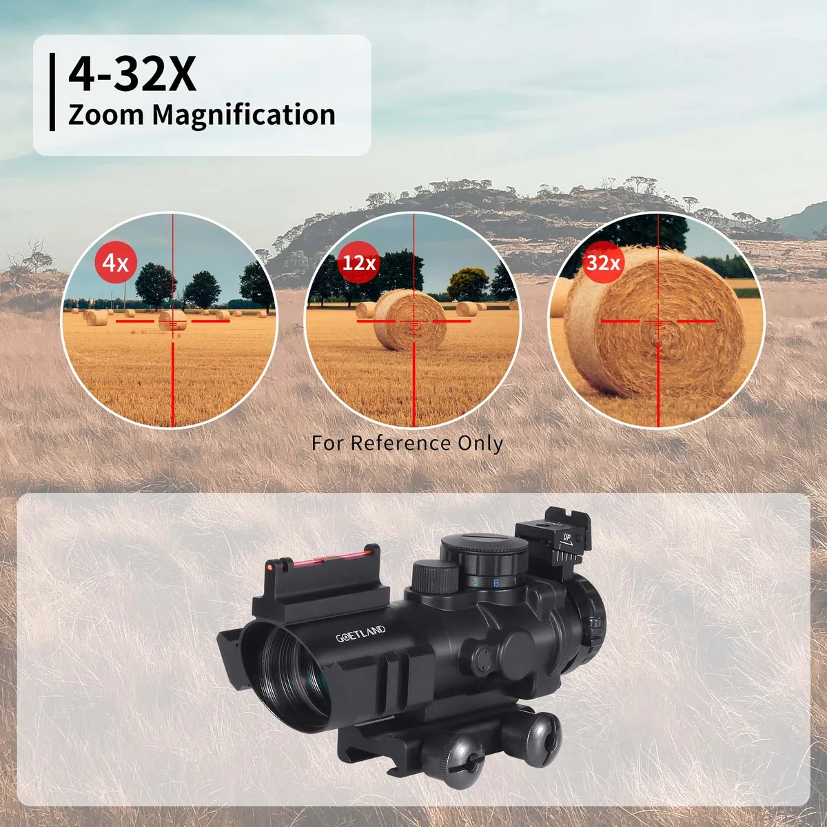 Goetland Lunettes de Visée à Prisme 4x32 Visée Sight Reflex Optic BDC SFP avec Mounture de 20 mm pour Tactique Chasse Airsoft Arbalète Carbine Tir Sportif