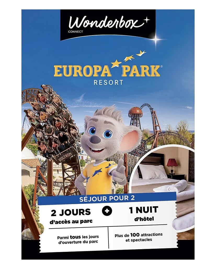 Wonderbox Connect - Coffret Cadeau - Europa-Park Séjour - 2 entrées pour 2 jours - 1 nuit d'hôtel à proximité du parc - Parc à thème - Validité 27 mois