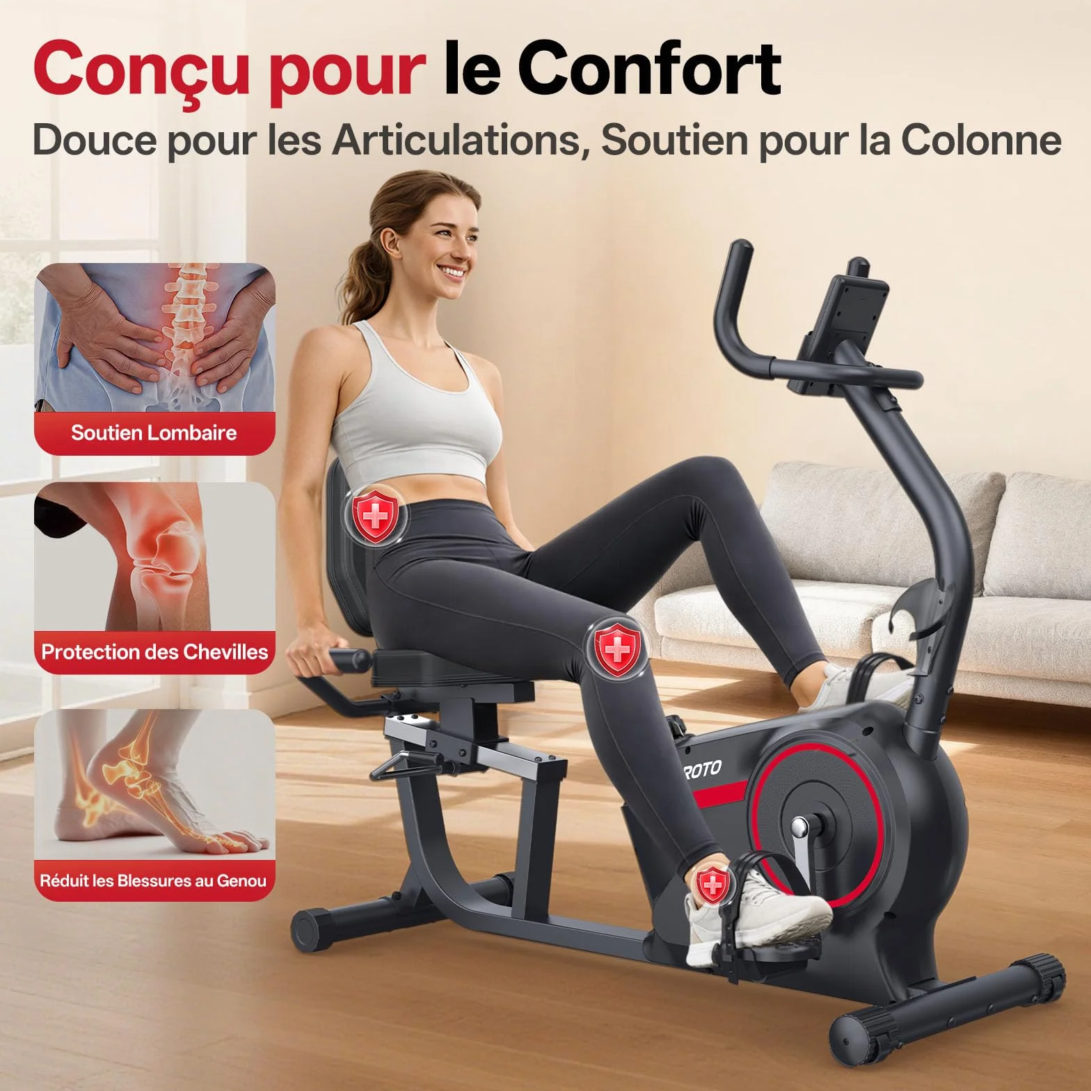 JOROTO JH30 JH30PRO Vélo d'Appartement Allongé Magnétique Bluetooth 136KG Écran LCD Siège Réglable