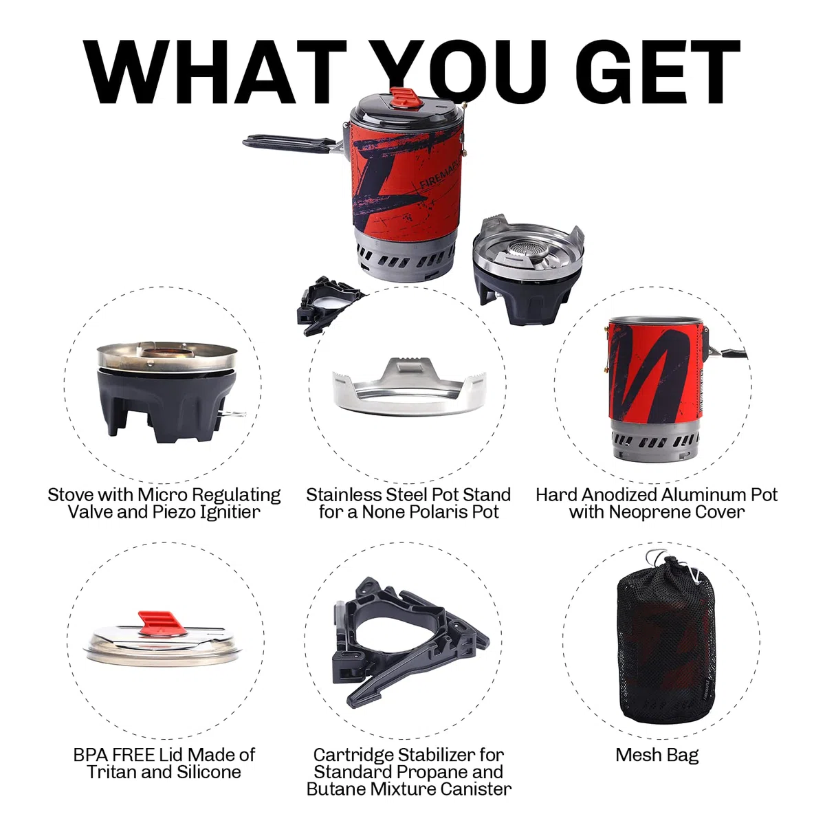 Fire-Maple Polaris Régulateur de Pression Système de Cuisson pour Randonnée, Réchauds de Camping à Gaz avec Support, Idéal pour Sac à Dos