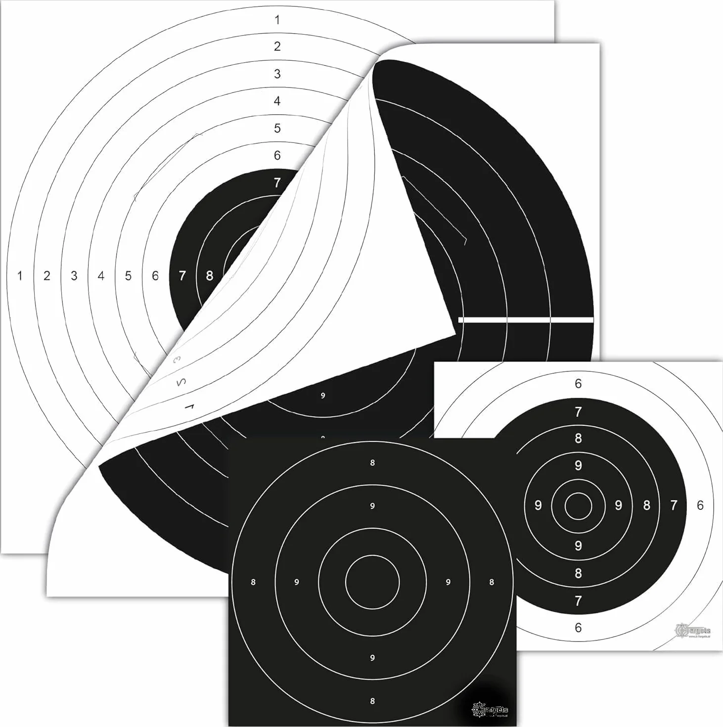 Lot de 140 cibles standard/Duel Target / 52 x 55 cm et 26 x 26 cm / carton 250 g/m²