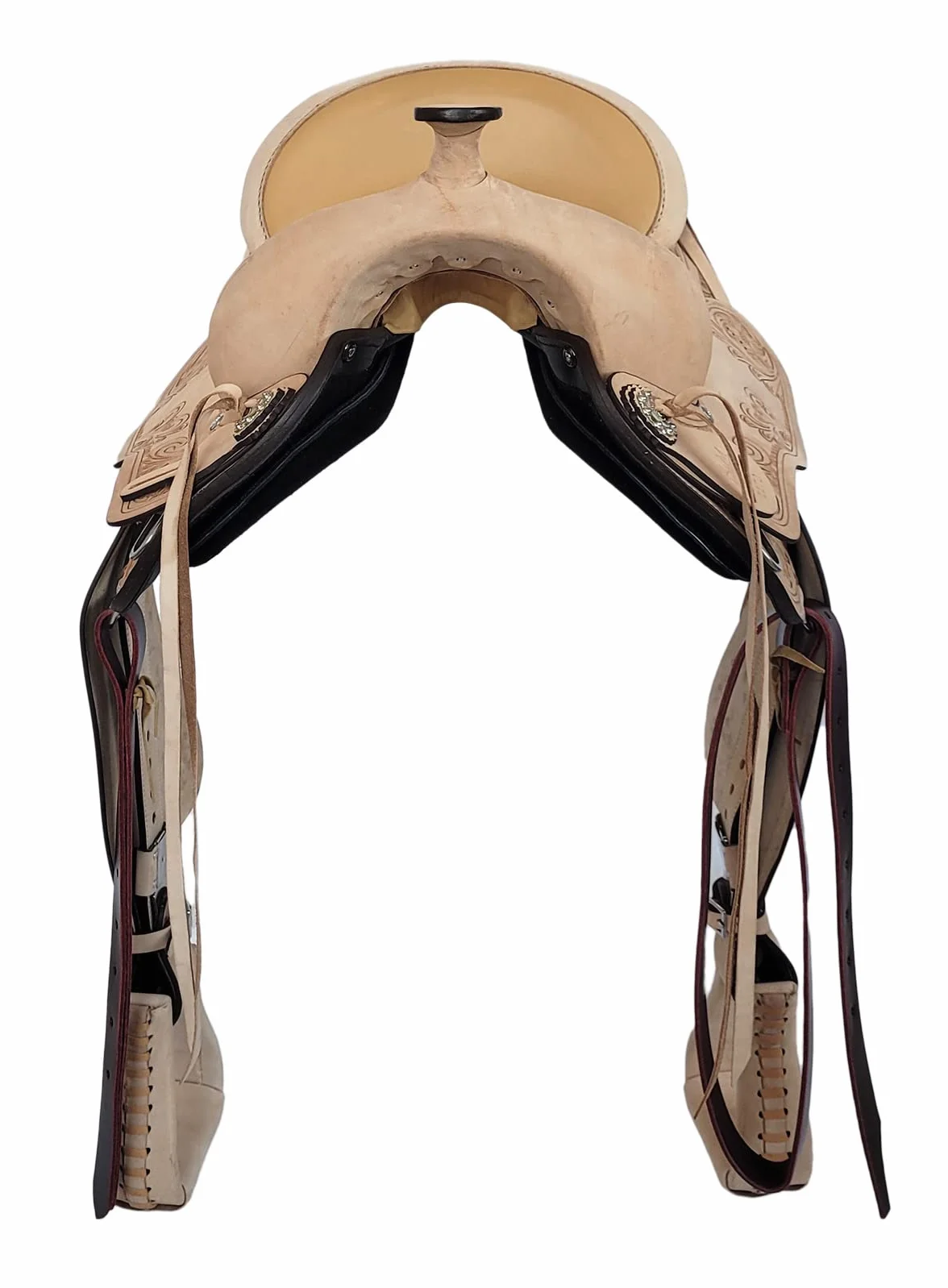 A&M Reitsport Selle western sans arbre Dakota en cuir de buffle - Arche de tête interchangeable - Taille : 16"