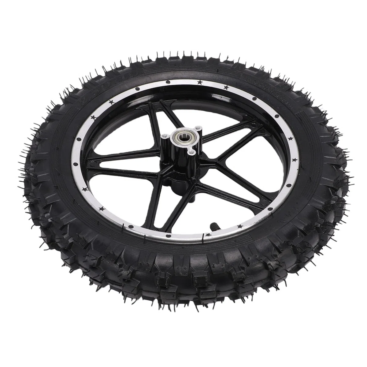 Ausla Jante de Roue de 10 Pouces Assemblage de Pneu, Pneu de Remplacement 2.50 10 Technologie Anti-éclatement pour Mini Pocket Bike Vélo Électrique 49 50ml Dirt *(Traduction D (Devant)
