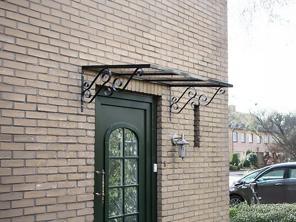 Vente-unique - Auvent de Porte en Aluminium L150 x l80 cm incliné AMBAN