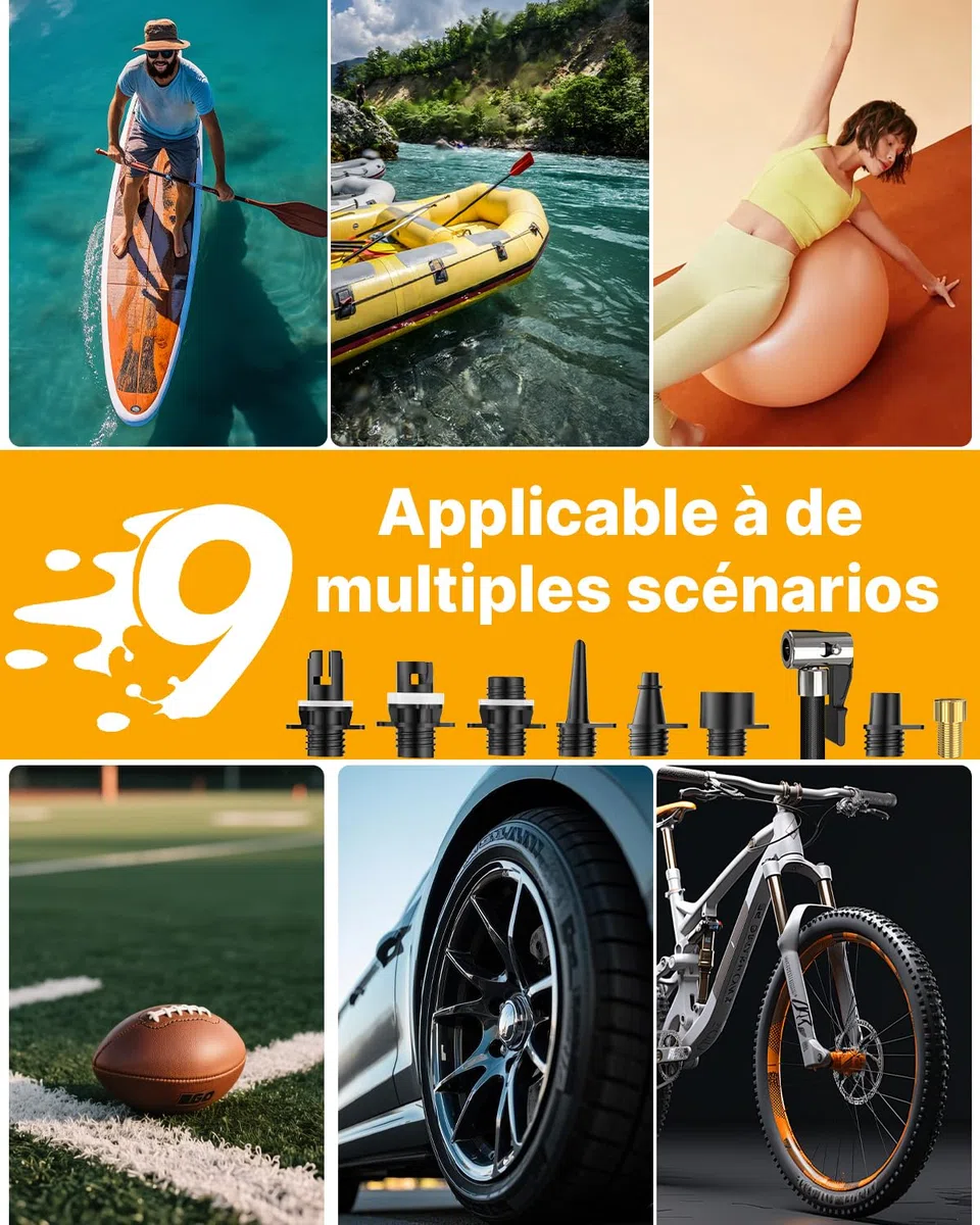 Pompe Sup Électrique 50 PSI Haute Pression, Gonfleur Paddle Rechargeable 14000mAh, Gonflage/Dégonflage Intelligent, avec Lumière LED, pour Planches de SUP, Kayaks, Motos, Ballons, Matelas Pneumatiques