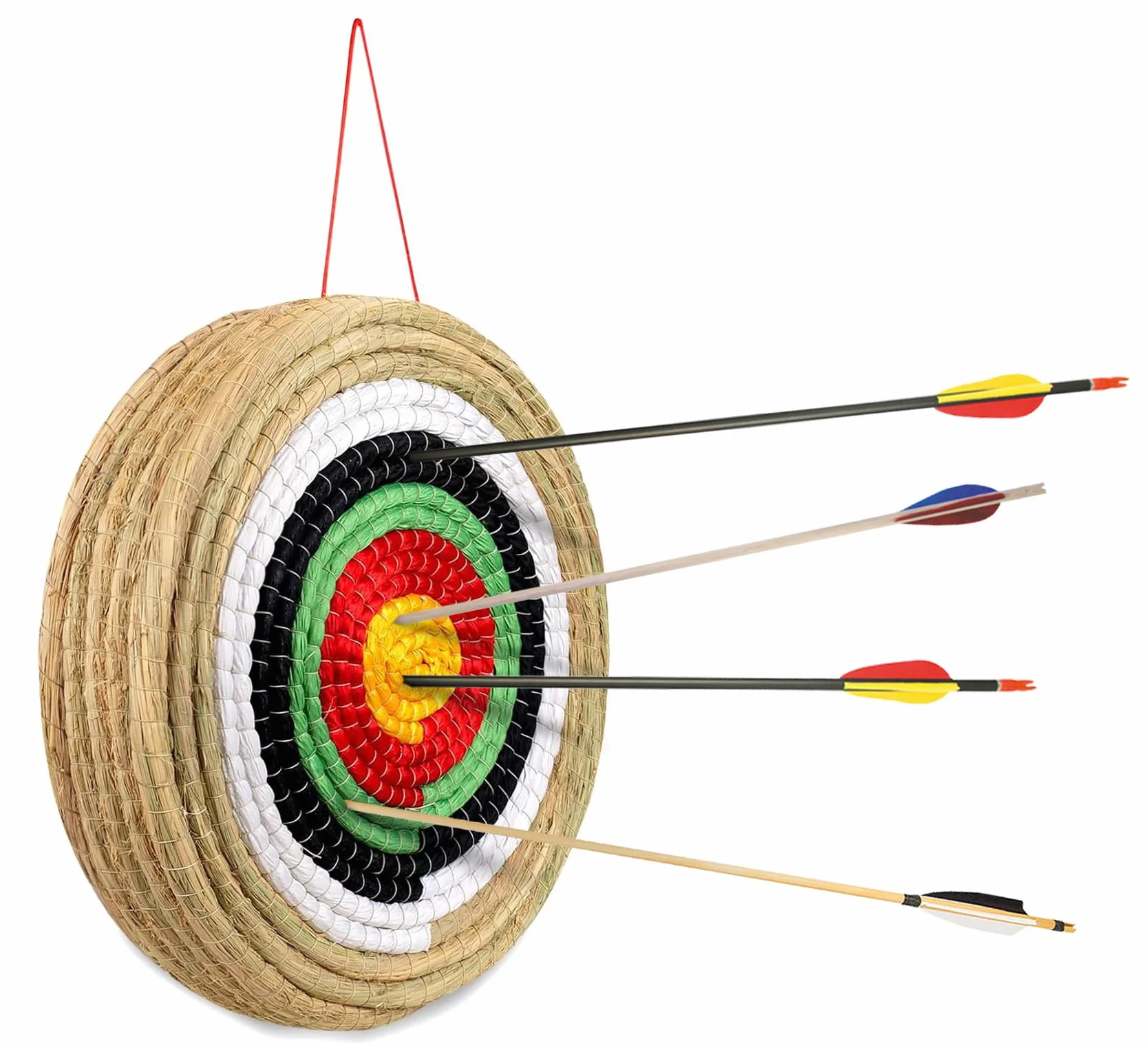 Cible en paille 50 cm pour le sport à l'arc | Cible de paille traditionnelle avec 5 anneaux | Différentes épaisseurs