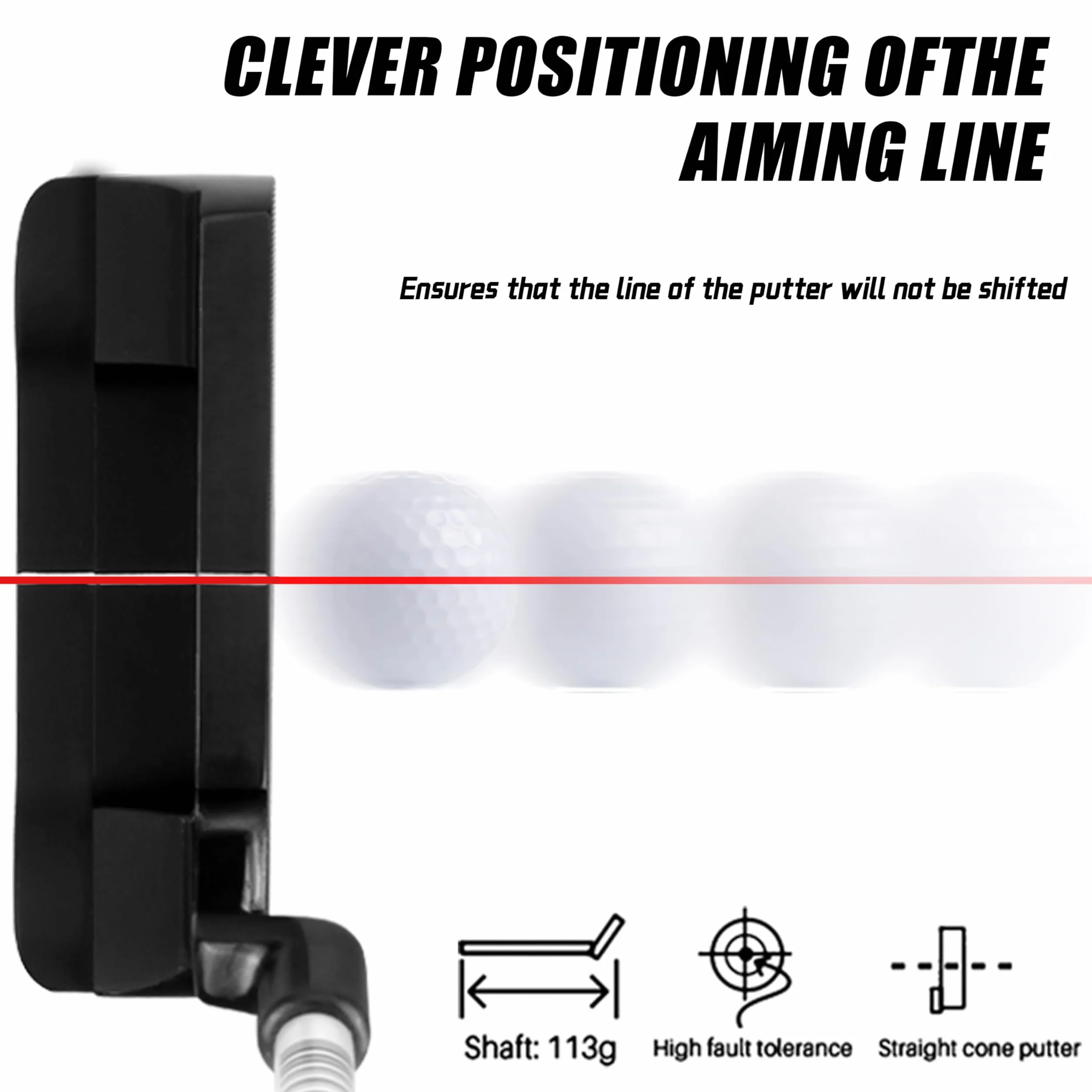 PGM Putter Club de Golf Homme Gaucher Manche en Acier 950 Tête de Putter en Acier Inoxydable Easy Flop Shots