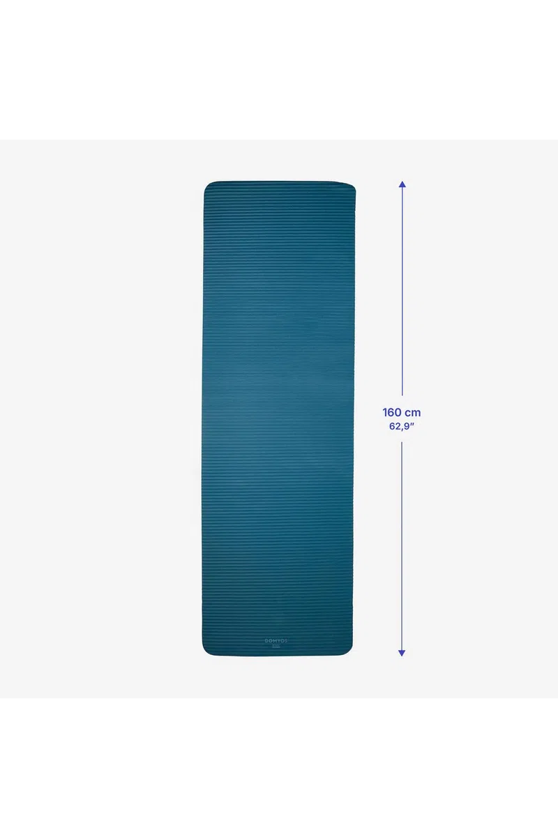 Tapis de sol pour pilates et gym douce - Solide et confortable - 160 cm x 55 cm x 10 mm - Poids 750 grammes - Couleur bleu