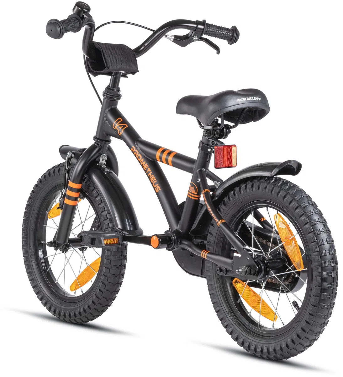 PROMETHEUS BICYCLES Velo Enfant 4 Ans Garcon vélo Fille 14 Pouces a Roulette pour 3 a 5 Ans - BMX en Noir Mat Orange