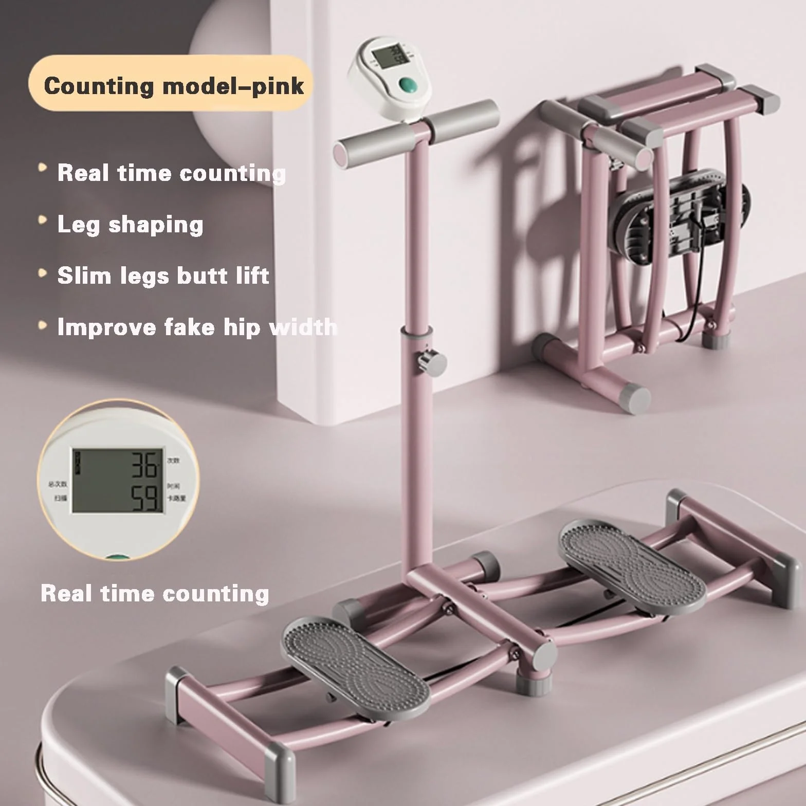 Machine à ski – Entraîneur de ski simulé à hauteur réglable pour entraînement complet du corps et équipement de fitness cardio pour usage domestique