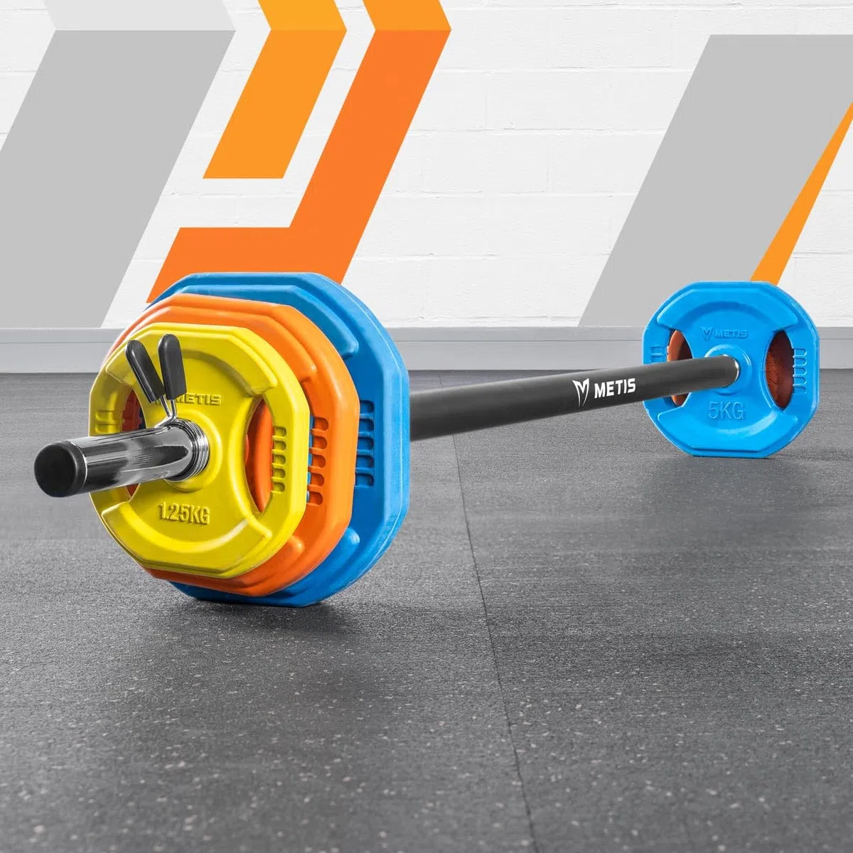METIS Ensemble de Poids pour Musculation de 20 kg | Barre, Disques de Poids et Clips de Verrouillage | Parfait pour Salles de Sport Commerciales ou à Domicile