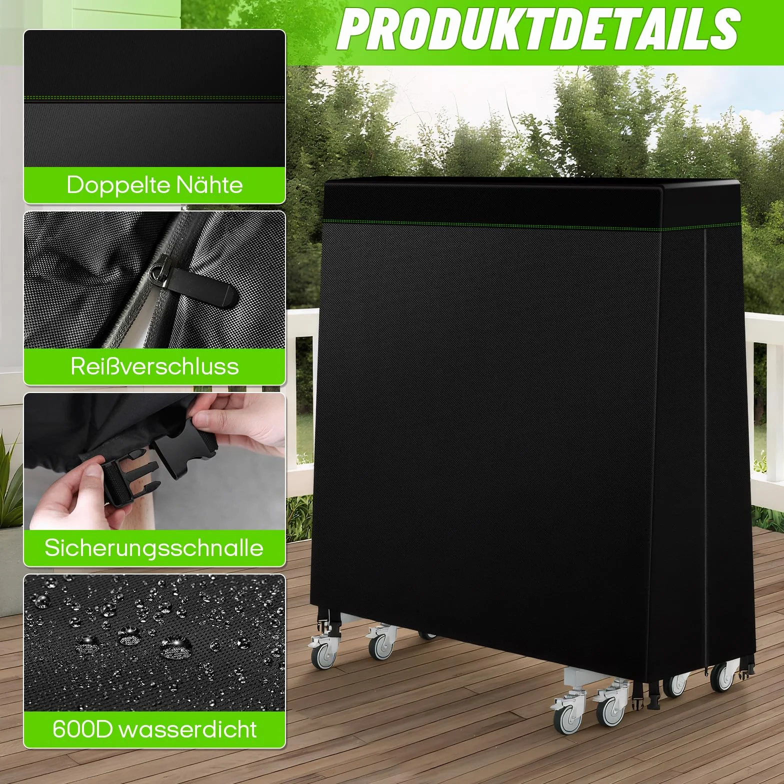 Housse Table de Ping Pong Exterieur Oxford 600D Imperméable 188x165 cm
