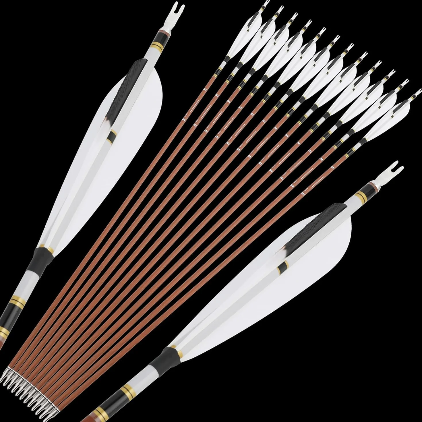 Flèche de Chasse en Carbone de 31 Pouces avec Plume Naturelle de 5 Pouces 340 400 500 600 Flèches de tir pour arcs à poulies, arcs Classiques et arcs Traditionnels