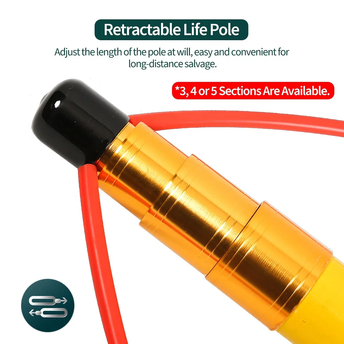 Crochet de Sécurité Secours pour Piscine Perche de piscine télescopique en fibre de verre de 4,5 m, 5,5 m, 6,5 m de long - Crochet de sécurité réglable pour piscine avec perche - Équipement de sauveta