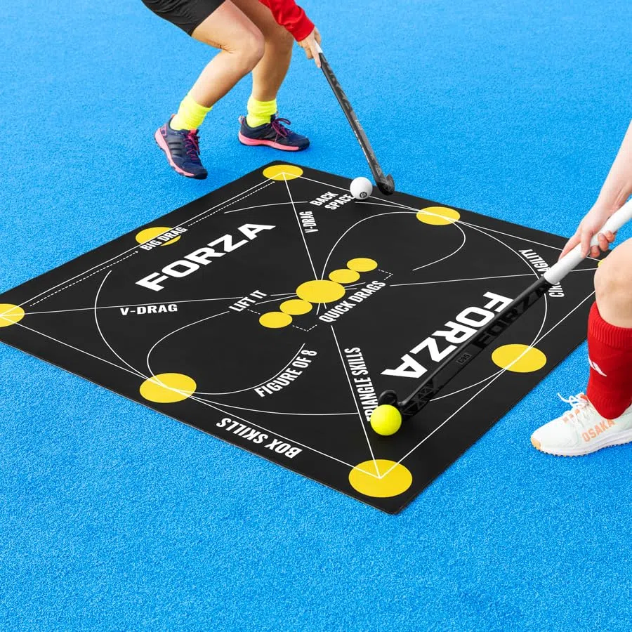 FORZA Elite Team Hockey Control Mat - 145cm x 145cm Tapis d'entraînement avec marquages de forage - Équipement d'entraînement de hockey sur gazon pour contrôle de balle et compétences