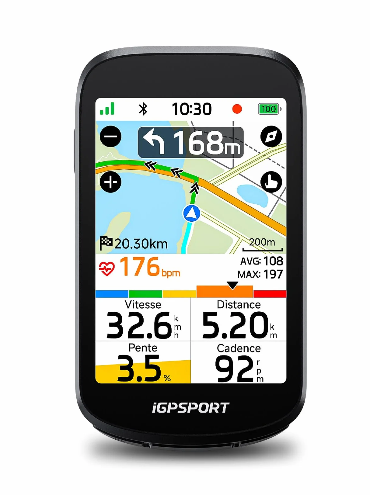 iGPSPORT BSC500 Compteur Velo sans Fil, 3,3" Grand Écran Tactile Navigation Vocale Sonnette Électronique Mode Vélo Électrique, d’Entraînement en Montée, 32 Go Compteur Velo GPS
