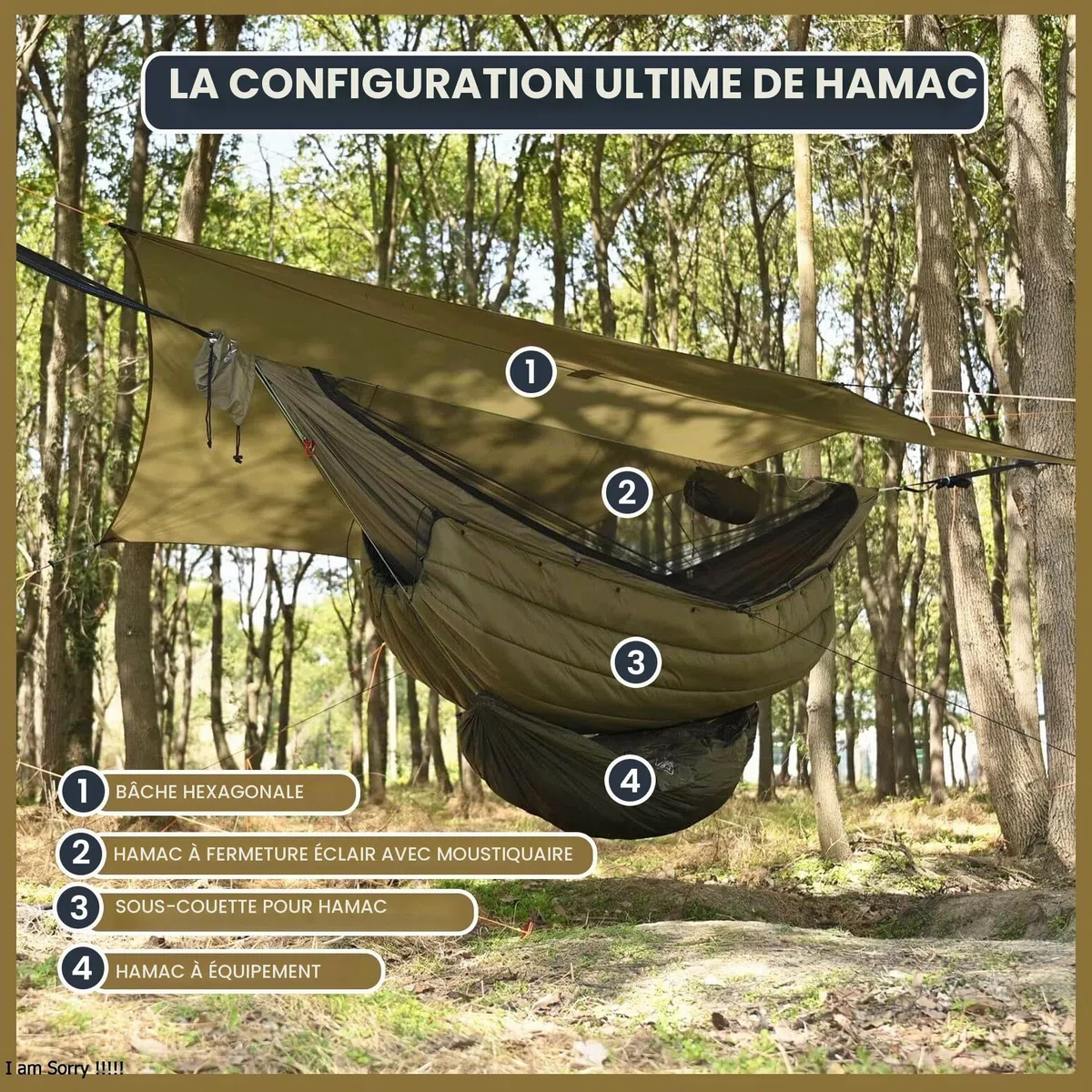 Onewind Hamac de camping de 3,4 m avec moustiquaire et structure Ridgeline, hamac double léger et portable avec sangles d'arbre de 3,7 m, idéal pour le camping, la randonnée, la randonnée, OD vert