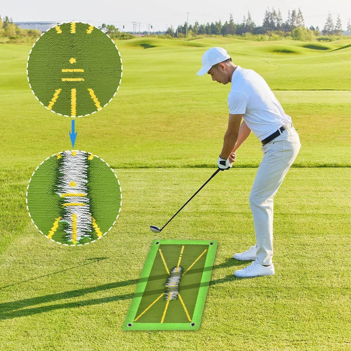 OTYMIOW Tapis d'Entraînement de Golf pour la Détection de Swing, Aides à l'Entraînement, 47x25.7cm