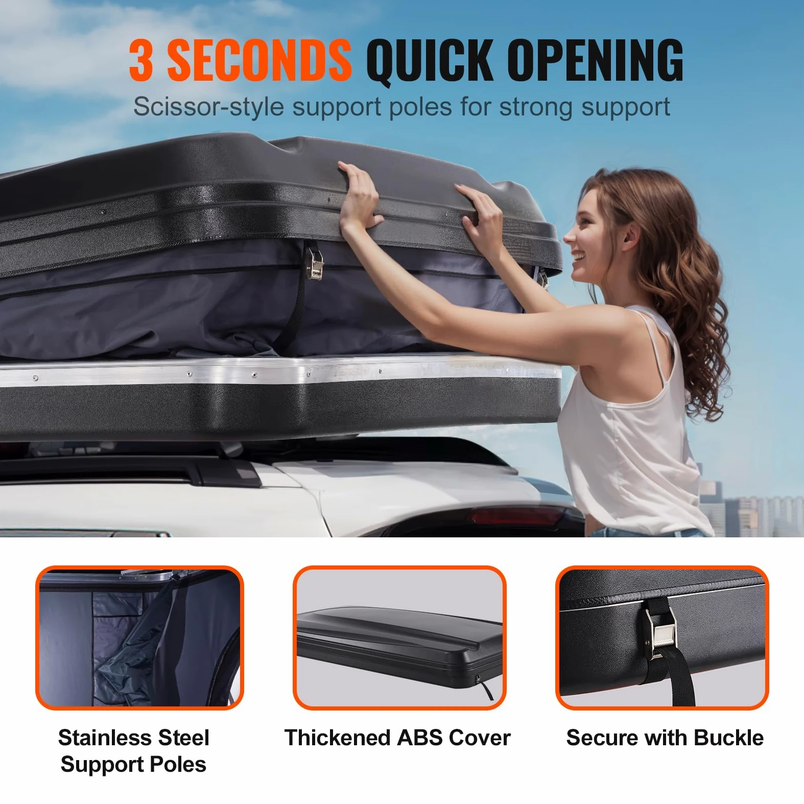 VEVOR Tente de Toit pour 2-3 Personnes, Tente de Camping pour Véhicules Pliable et Imperméable, avec Échelle Télescopique, Matelas et Housse, pour Jeep SUV Pick-up Camion Voitures, Voyage