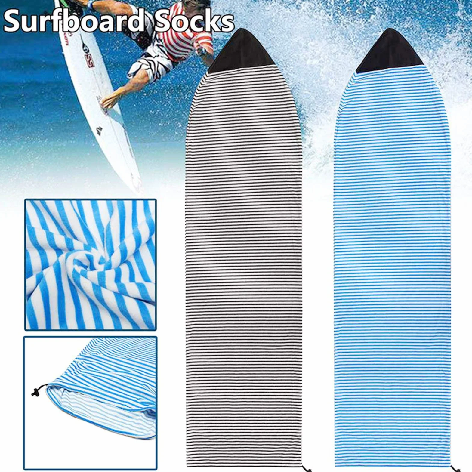 Housse de chaussette de surf extensible à séchage rapide avec cordon de serrage