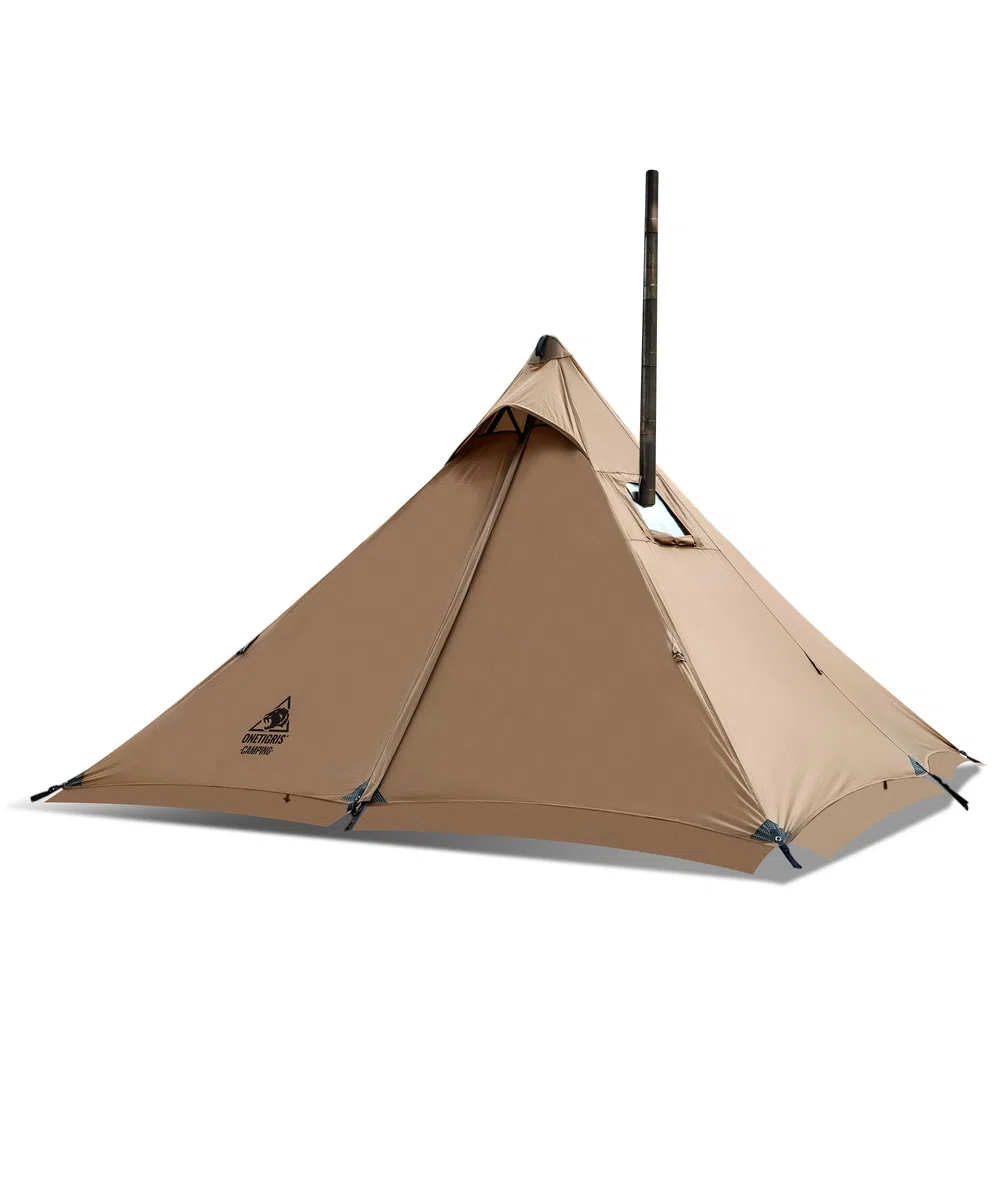 OneTigris APEX Trail Tente 1 personne 4 saisons, structure en A, tente tipi d'extérieur étanche 3000 mm, tente chaude avec trou de cheminée et jupe pare-neige pour camping, randonnée, extérieur