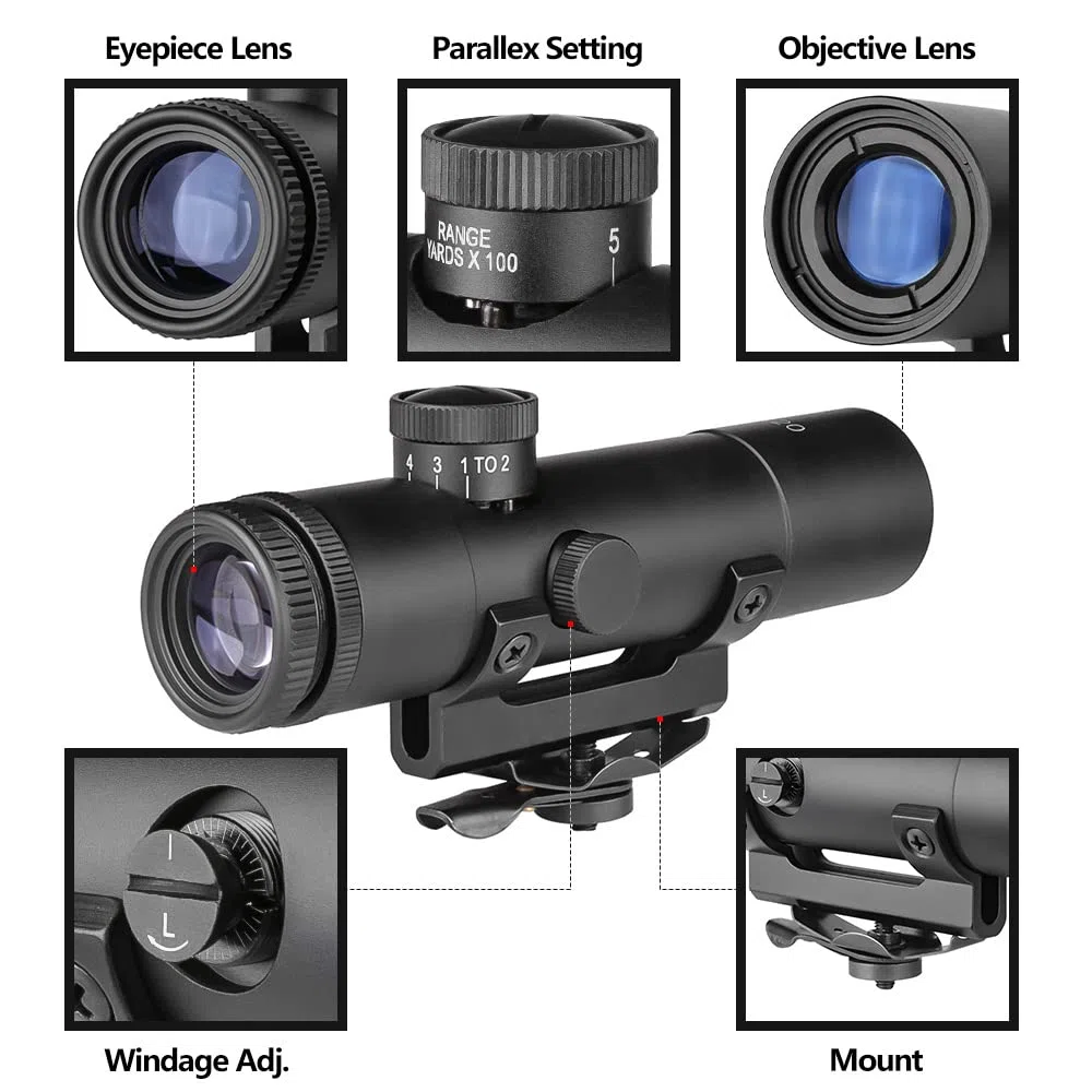 SPINA OPTICS Lunette de visée de Fusil de Chasse 4x20 Portable Double poignée connectée