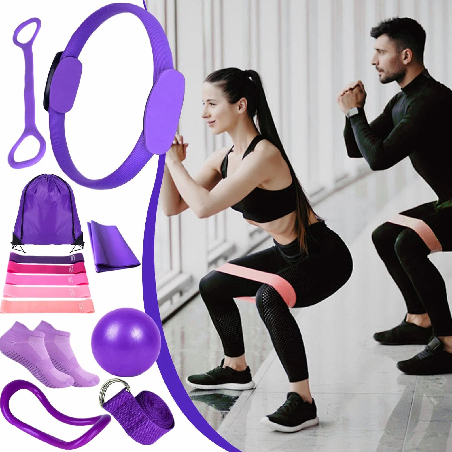 Générique Kit Pilates Maison, Ensemble De Yoga Et Pilate Femme, Pilates Essential Kit, Accessoires Entraînement À Domicile Gym Set pour Femme Enceinte, Récupération, Studio Et Entraînement À Domicile