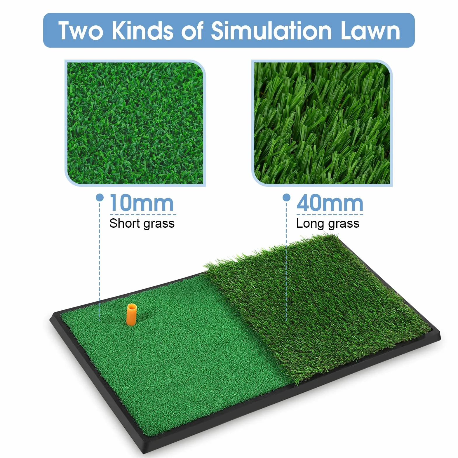Tapis de Golf, Tapis de Portable Tapis d'entraînement Pratique de Tapis 2 Couleurs Herbe de Jardin, Extérieur Entraînement Pratique Frappant Le Coussin de Coussin en Fausse Herbe
