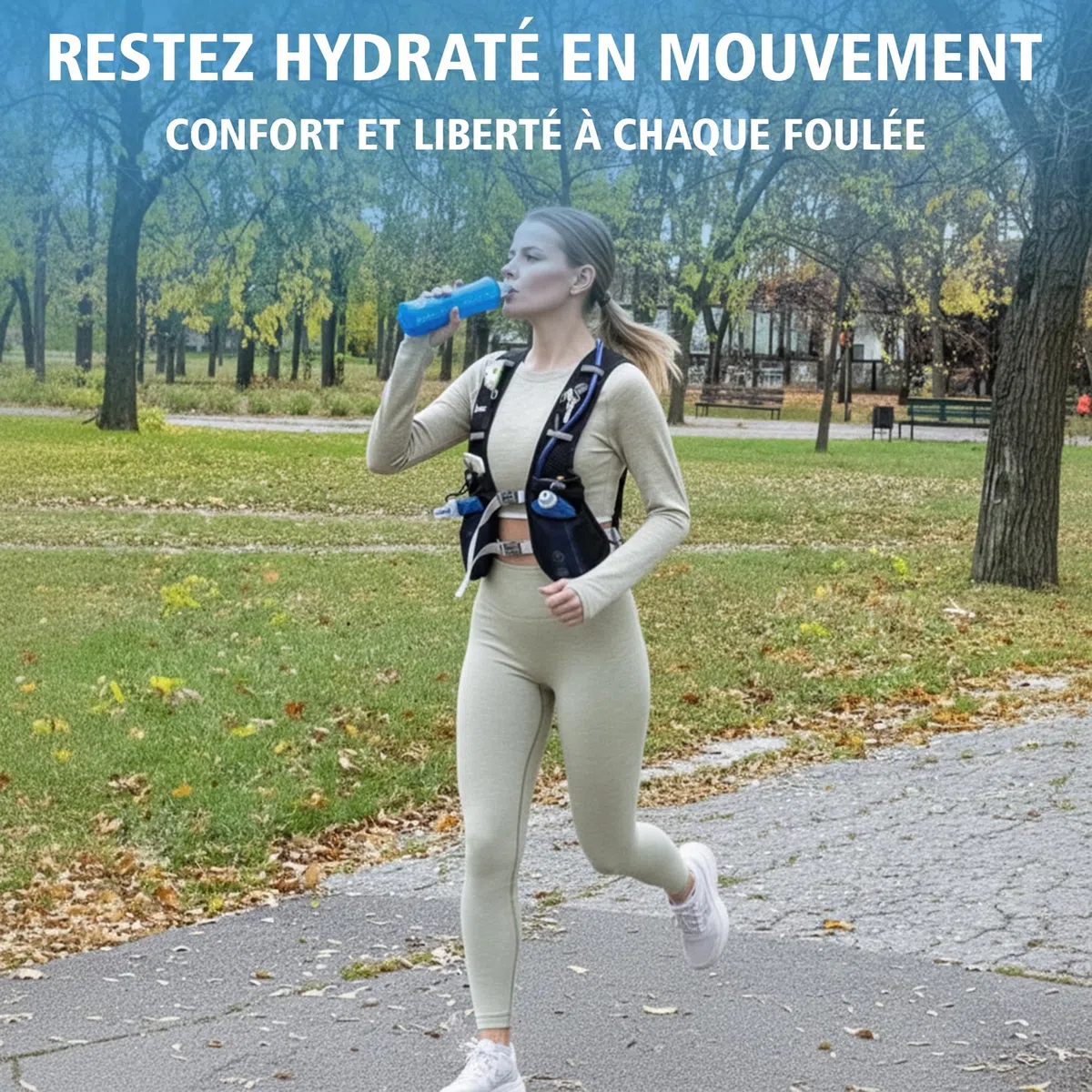 Gilet Hydratation Running – Veste Running Homme/Femme Ultra-Légère avec 2× Gourdes 500 ML + Poche à Eau 2 L – Gilet Trail, Course à Pied, Sac Hydratation Running Ajustable et Respirant