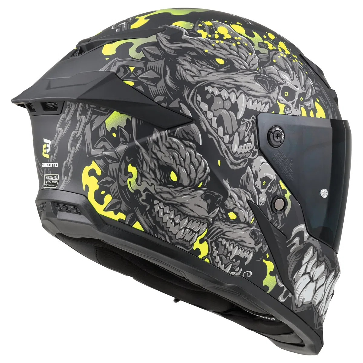 Bogotto Blade Gatekeeper Casque, noir gris jaune, XS