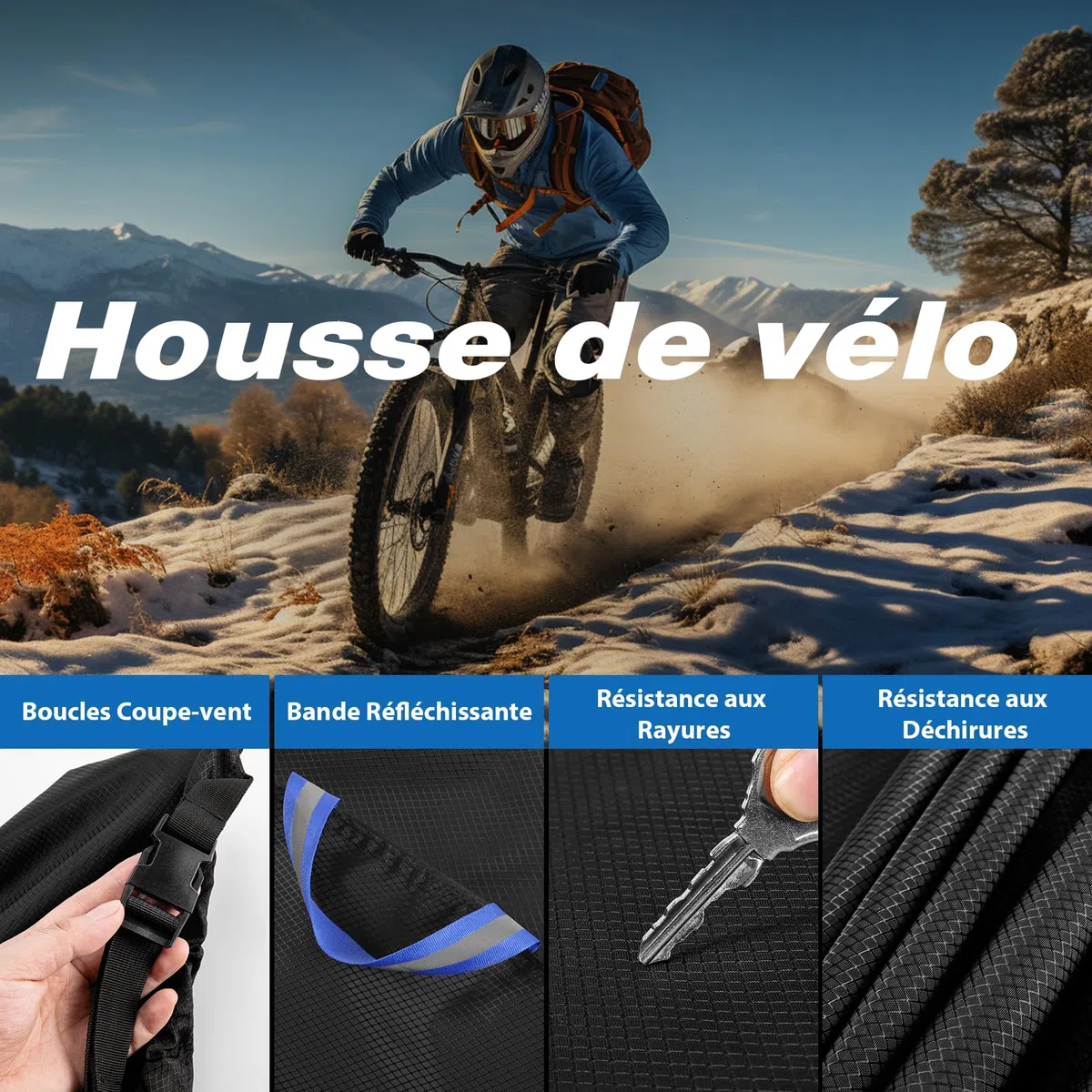 Housse de Vélo pour Transport 2 Vélos - Wemjaly Revêtement PU 900D Bache Velo Exterieur, Imperméable et Robuste, avec Cordon élastique de 6M, Housse Velo Compatible avec les Porte-Vélos de Voiture