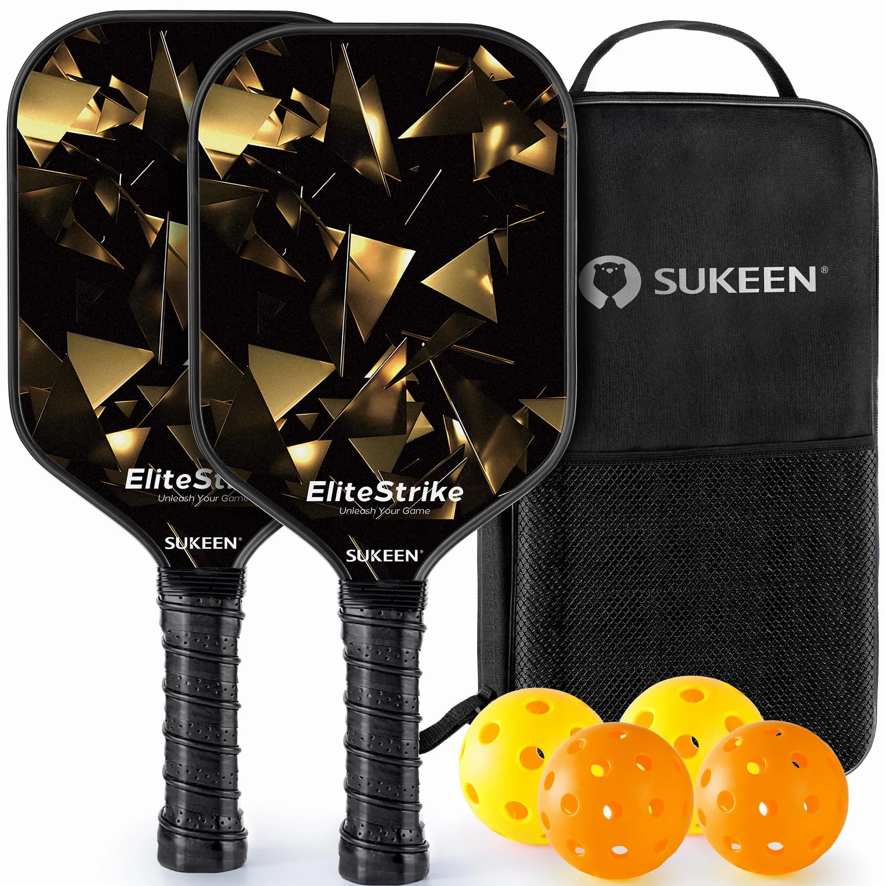 Sukeen Ensemble de Raquettes de Pickleball, 2 Pickleball Paddles en Fibre de Verre, Série Ciel Etoilé, Haute Absorption des Chocs, Pickleball Set Légère Convient aux Débutants