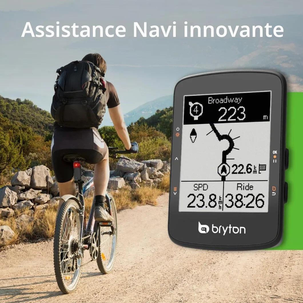 Bryton Rider 460 Compteur GPS Vélo 2,6 Pouces LCD, Assistance de Navigation Innovante, Compatible avec Vélos Électriques et Radar Vélo, Autonomie 32h, Bluetooth Ant, Étanche