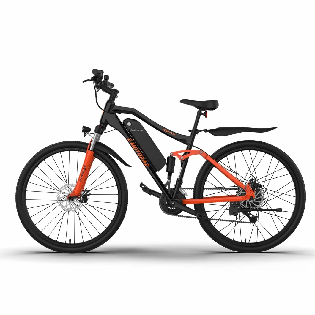 EMotorad EMX+ | Vélo électrique Tout-Terrain pour Adultes | pneus 27,5 x 2,1" | Moteur 36 V 250 W | Batterie 13 Ah Amovible | Double Suspension | Freins Hydrauliques | Écran Couleur C8