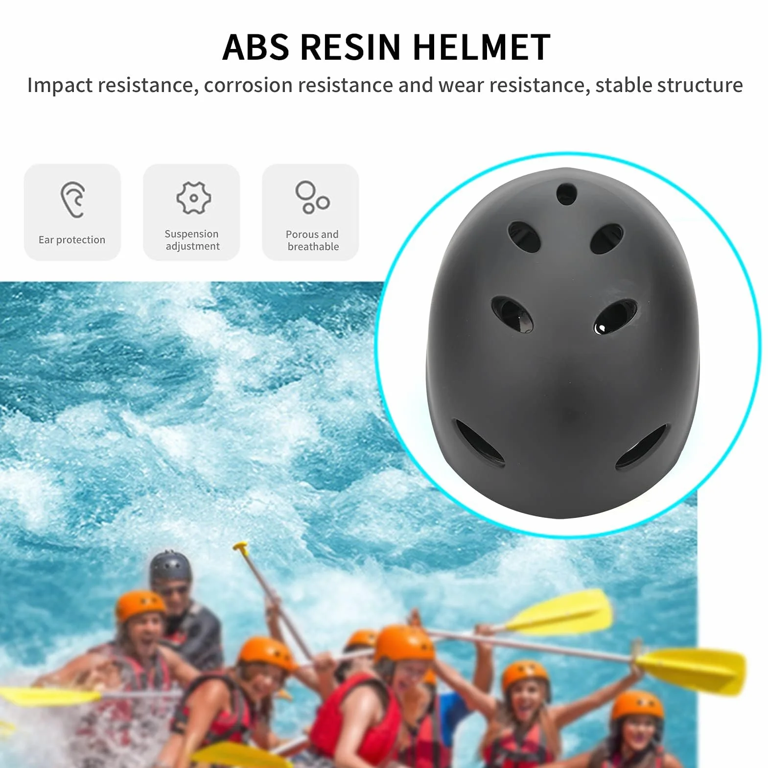 Casque De Sports Nautiques Pour Adultes, Casques Pour Adultes, Casquette De Sécurité Multisports Ultralégère Pour Hommes Et Femmes, Alpinisme, Escalade Et Rivière à la Dérive, Noir Mat