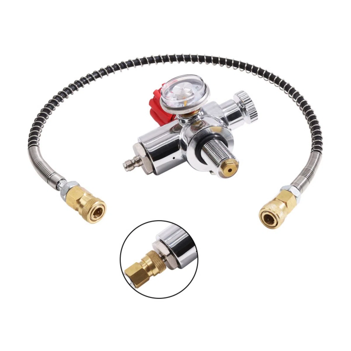 TUXING Compresseur d'air PCP haute pression PCP Paintball Valve en acier inoxydable Réservoir CO2 DIN M18 x 1,5 Rouge 4500 PSI