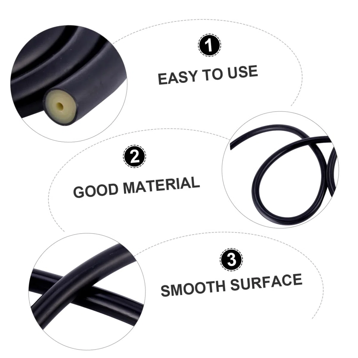 iplusmile Tube Remplacement de Plongée Élastique en Latex Naturel 3x16mm Noir Accessoire Léger pour Chasse sous-Marine