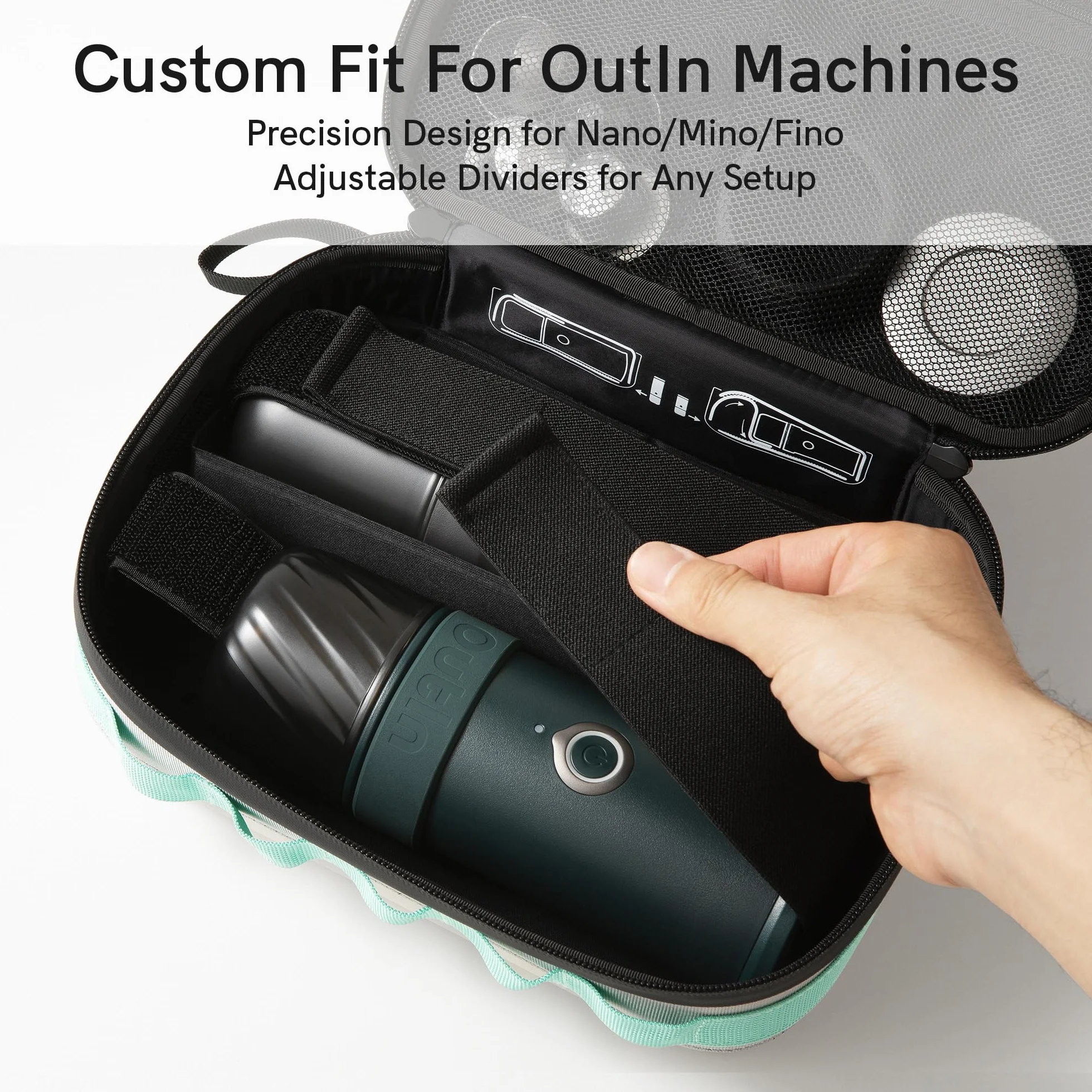 OutIn Étui de Protection EVA Plus, Compatible Double Appareil – Étui Rigide de Voyage, Imperméable & Anti-Saleté, Organiseur Outdoor avec Sangles Internes, pour OutIn Nano, Mino & Fino