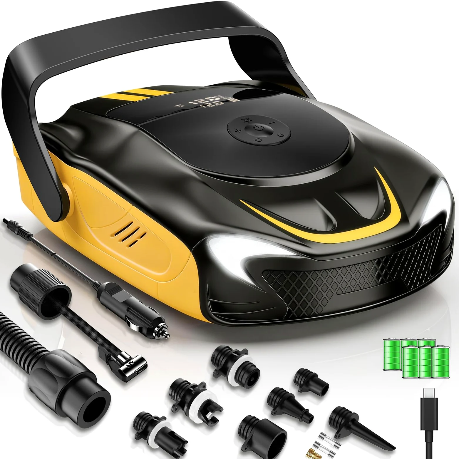 Pompe Sup Électrique 50 PSI Haute Pression, Gonfleur Paddle Rechargeable 14000mAh, Gonflage/Dégonflage Intelligent, avec Lumière LED, pour Planches de SUP, Kayaks, Motos, Ballons, Matelas Pneumatiques