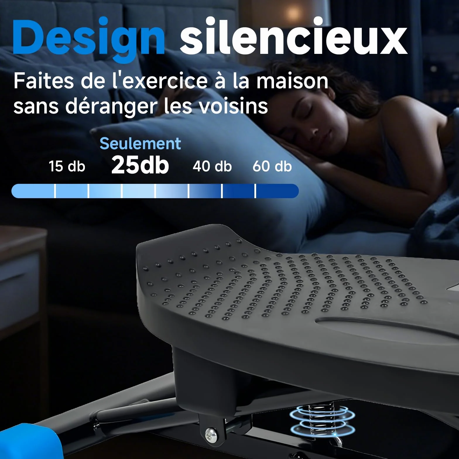 Entraîneur d'équilibre - Machine de ski simulée - Tapis de course aérobique à résistance - Stepper portable - Supporte 136 kg - Exercice silencieux complet du corps - Avec affichage LED.
